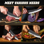 Huusk Japanese Chef Knife 8 Inch, Hand Forged Kitchen Knives With Ergonomic Full Tang Handle, High Carbon Steel Cooking Knife For Home Kitchen, Bbq, Camping, Christmas Gifts For Man