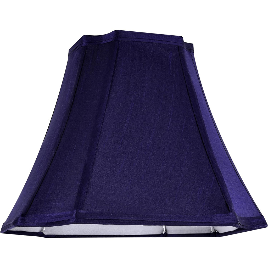 Go&So Square Lamp Shade For Table Lamps,6.5"X13.2"X10.6" Blue Lamphade Bell | 0.41" Spider,Blue,Natural Faux Silk,Medium Deco Lamp Shade Replacement For Small Floor Lamps Living Room,Fold Easy Assembly
