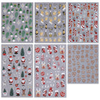 IDDFEVE Christmas Nail Art Stickers, Self-Adhesive Green Santa Hat Snowflake Elk Xmas Tree Design for Holiday Nail Decals, Pegatinas Uñas Navidad DIY Decorations (6 Sheets)