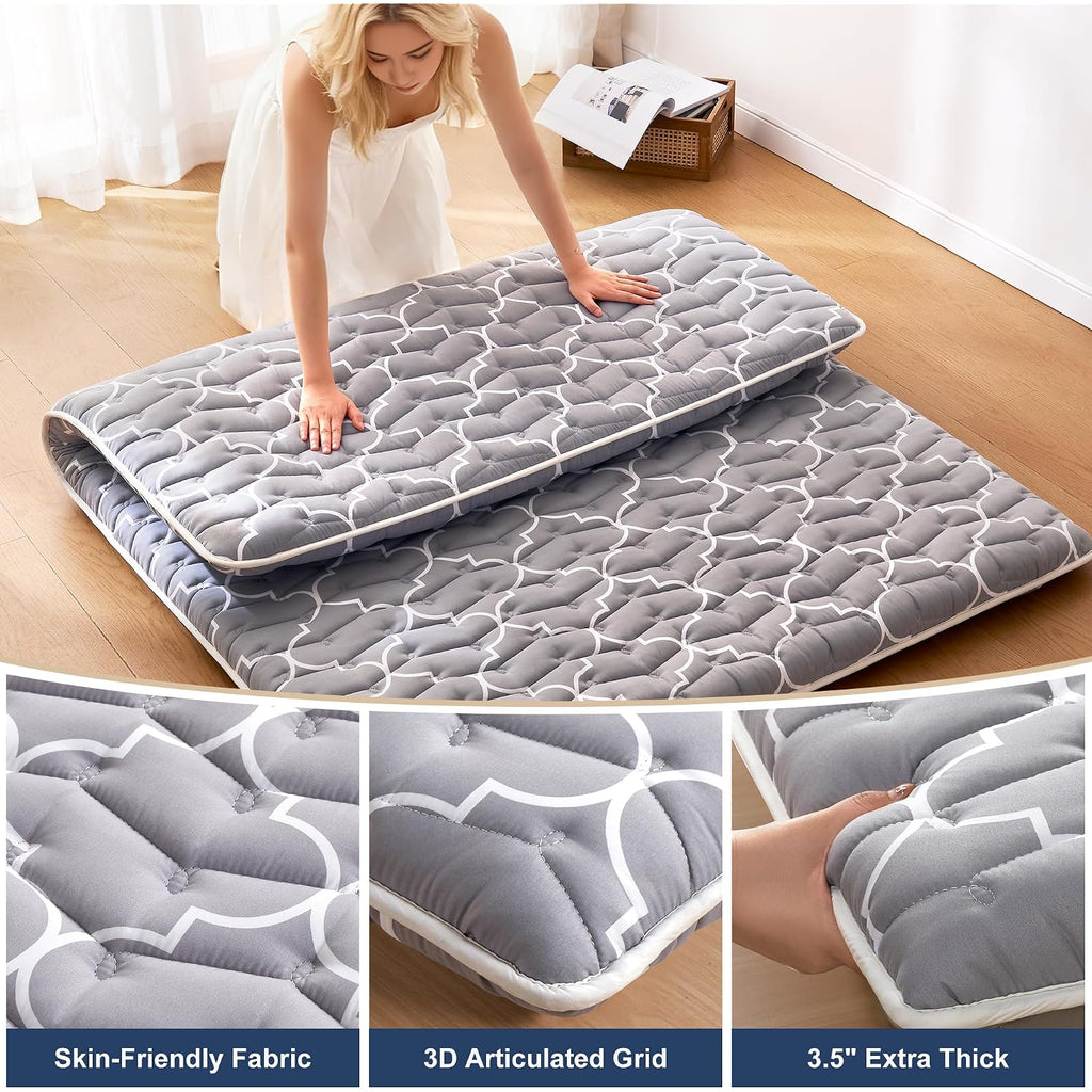 6Th Generation Japanese Floor Futon Mattress - Extra-Thick 9-Layer Modern Futon With 100% High-Density Foam, Portable Floor Mattress Sleeping Pad For Adults, Guest Room, Dormitory, Twin Size (39"X80")