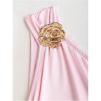 Floerns Women'S Mini Dress Off The Shoulder Metal Floral Sleeveless Layered Hem Going Out Dresses