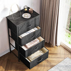 Odk Dresser For Bedroom With 4 Storage Drawers, Small Dresser Chest Of Fabric Drawers With Sturdy Steel Frame For Small Space, Wood Top, Black