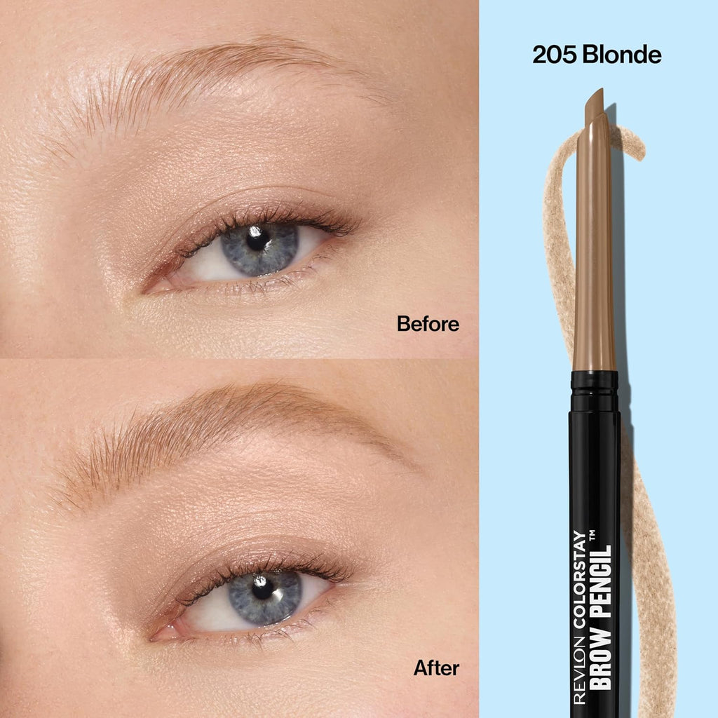 Revlon Colorstay Eyebrow Pencil With Spoolie Brush, Waterproof, Hair-Like Strokes For Natural Looking Brows, 205 Blonde, 0.021 Oz