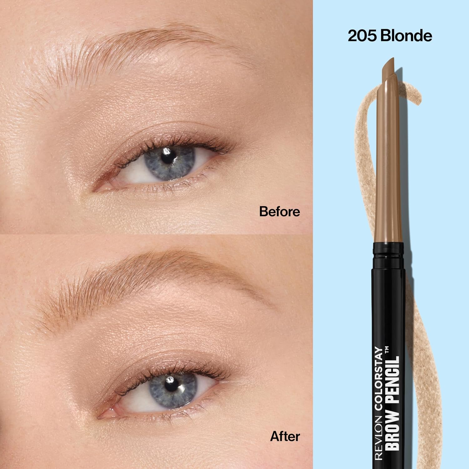 Revlon Colorstay Eyebrow Pencil With Spoolie Brush, Waterproof, Hair-Like Strokes For Natural Looking Brows, 205 Blonde, 0.021 Oz