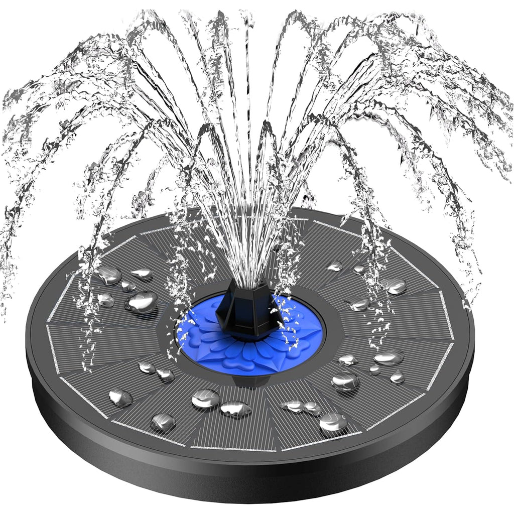 Szmp Solar Fountain Upgrade, 3.5W Solar Powered Bird Bath Fountains With Flower, Outdoor Water Feature Solar Pump With 7-In-1 Nozzles, 4 Fixed Pipes For Humingbirds, Garden, Pool, Pond, And Fish Tank