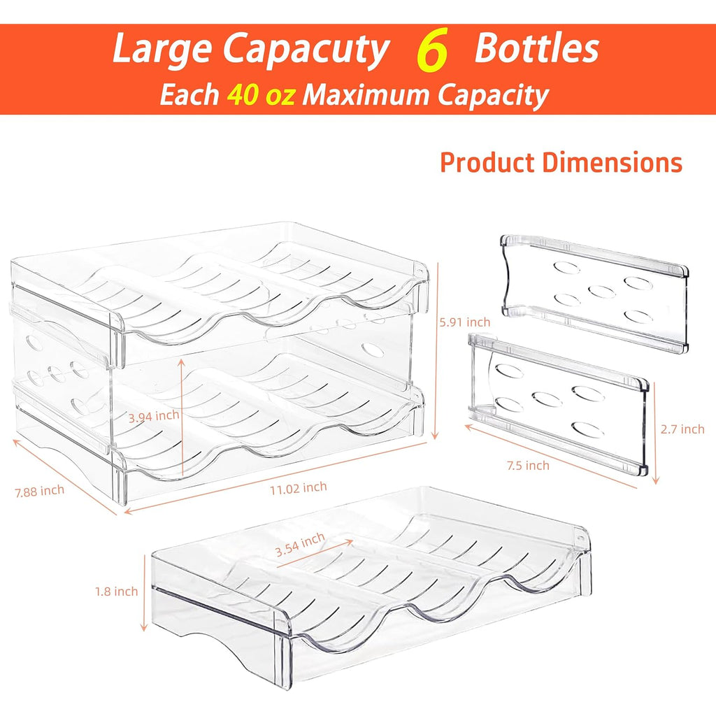 Stackable Wine Rack,Wine Bottle Holder For Inside Cabinet,For Pantry,Refrigerator,Countertop Organization-2 Tiers For 6 Bottles