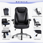 Colamy Executive Office Chair-Ergonomic Computer Desk Chair, High Back Leather Chair With Padded Flip-Up Arms, Swivel Home Office Chair, Black
