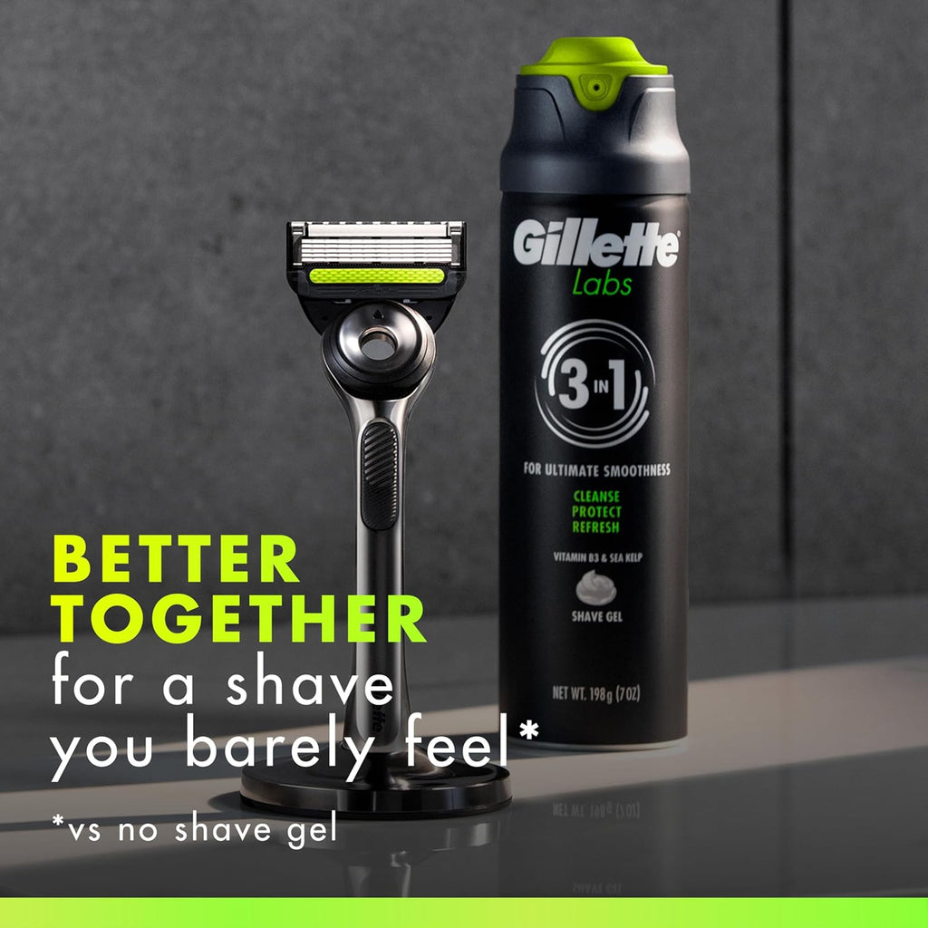 Gillette Labs Rapid Foaming Shaving Gel for Men, Alcohol, Dye and Paraben-Free with Vitamin B3 and Sea Kelp, Cools and Soothes Skin, 7 OZ