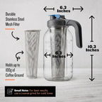 County Line Kitchen 64 Oz Glass Cold Brew Coffee Maker With Leak-Proof Lid, Wide Mouth Mason Jar - Iced Coffee And Tea Pitcher - Gray