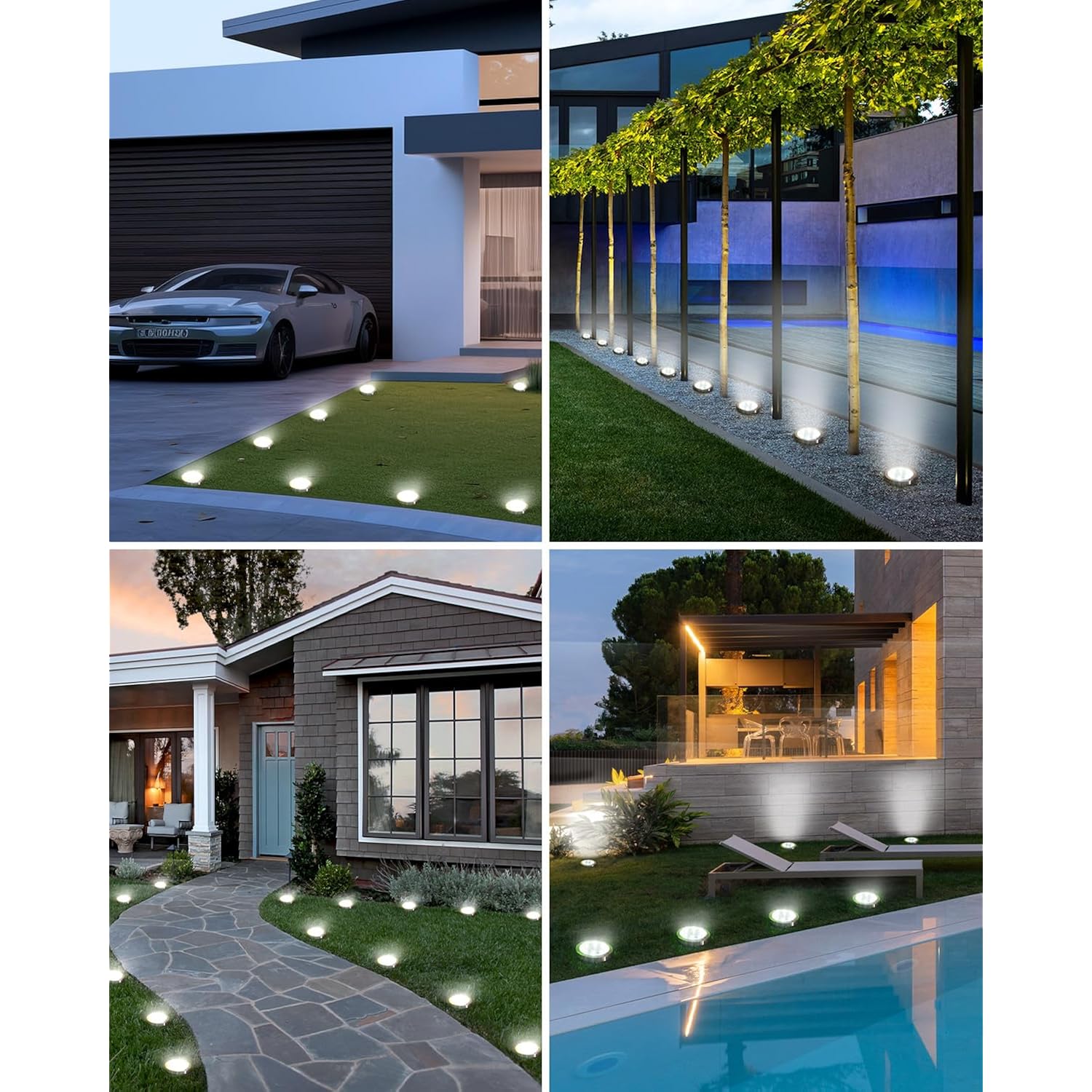Btfarm 16 Pack Solar Lights Outdoor, 8 Led Solar Ground Lights Ip65 Waterproof Flat Solar Disc Light, Pathway Lights For Garden Lawn Patio Yard Path Landscape, Cool White