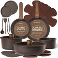 CAROTE 21PCS Pots and Pans Set Non Stick with Detachable Handle, Nonstick Cookware Sets, Cooking Kitchen Set, Oven/Dishwasher Safe, Induction Cookware, Brown, RV Kitchen Pot and Pan