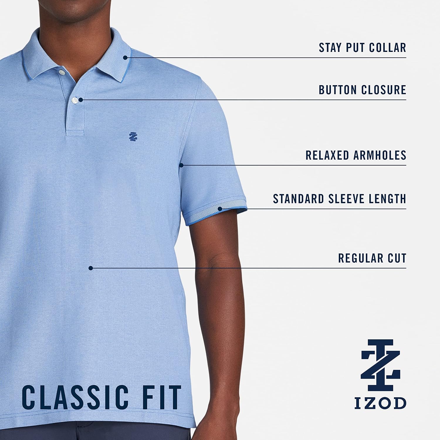 Izod Men'S Advantage Performance Short Sleeve Fashion Polo Shirt