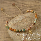 Pavolini Christian Gifts for Women, Mothers Day Gifts for Mom, Cross Bracelet, Christian Gifts, Inspirational Gifts for Women, Natural Stone Beaded Bracelets, Religious Gifts for Woman