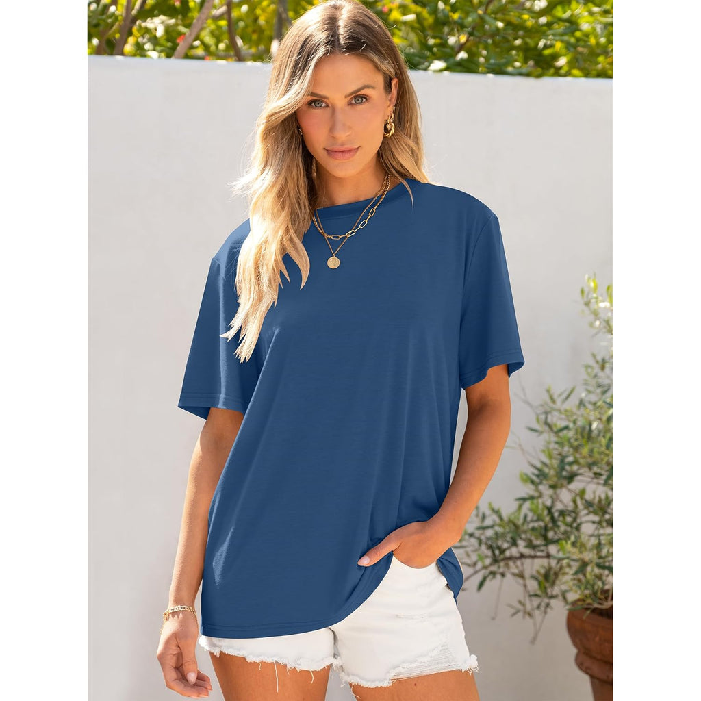 Anrabess Womens Tops Oversized T Shirts | Short Sleeve Crew Neck, Summer Basic Tee Shirt, Casual Loose Fit, Trendy Fashion Clothes, Going Out Outfits, Work & Travel