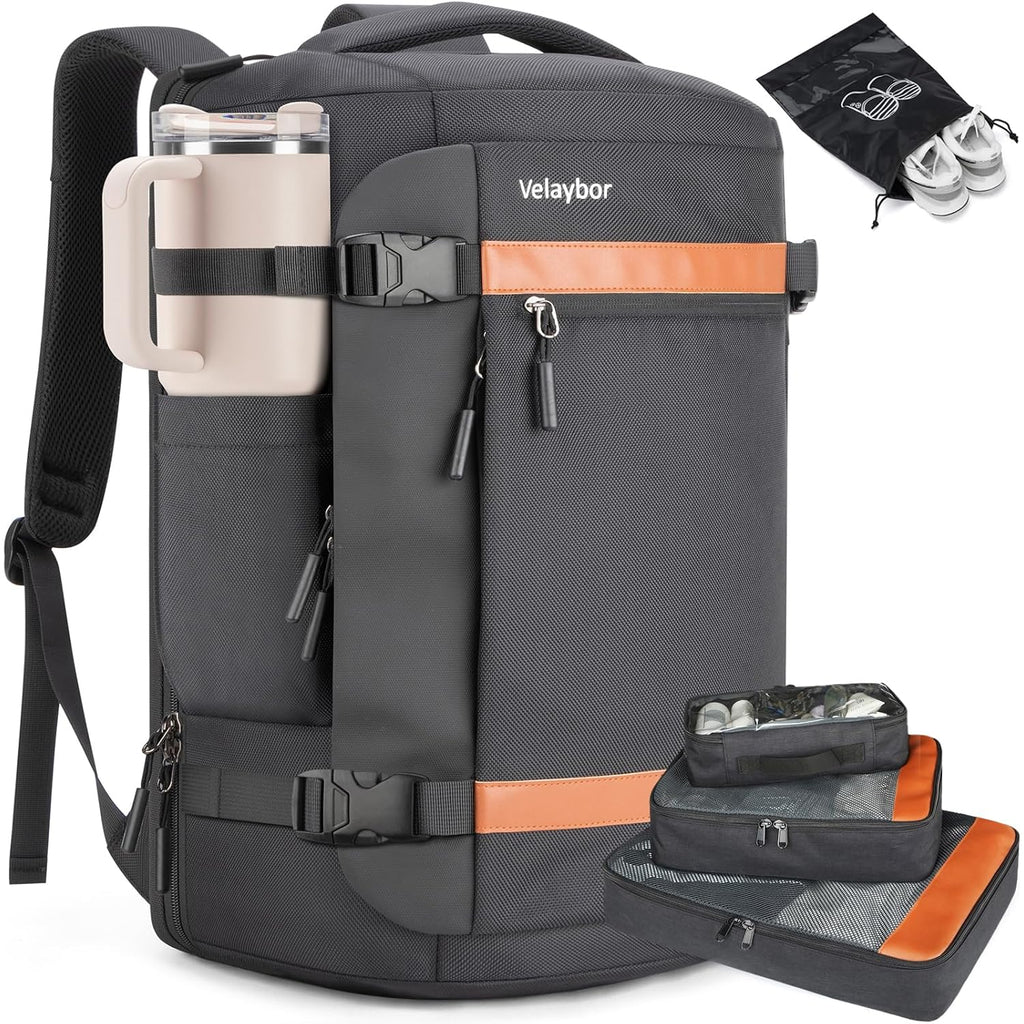 42L Carry On Travel Backpack With 4 Packing Cubes, Tsa Friendly | Flight Approved, Fits 17.3 Inch Laptop, Suitcase-Style Opening, Water-Resistant, Weekender Business Bag, Comfortable