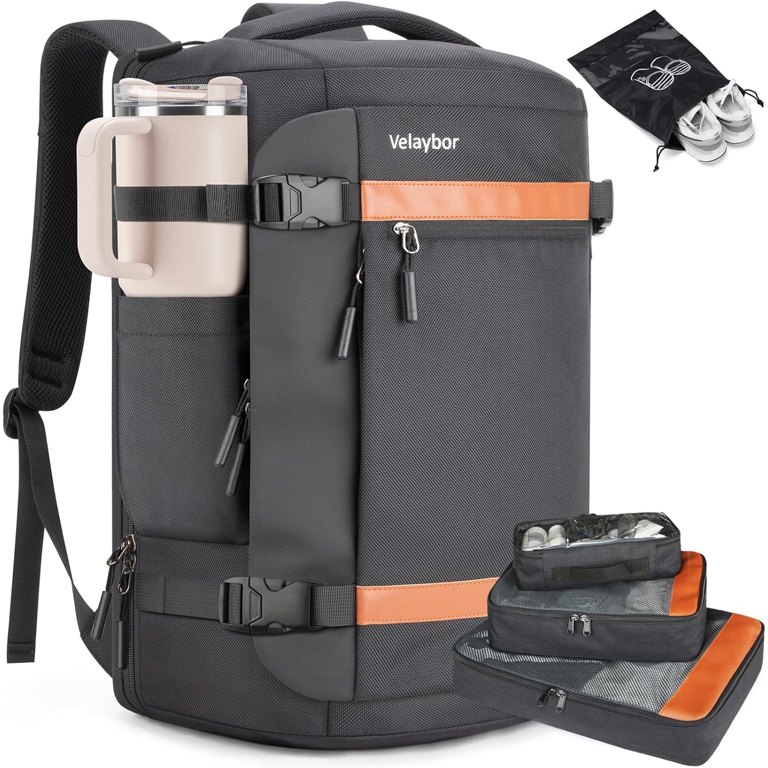 42L Carry On Travel Backpack With 4 Packing Cubes, Tsa Friendly | Flight Approved, Fits 17.3 Inch Laptop, Suitcase-Style Opening, Water-Resistant, Weekender Business Bag, Comfortable