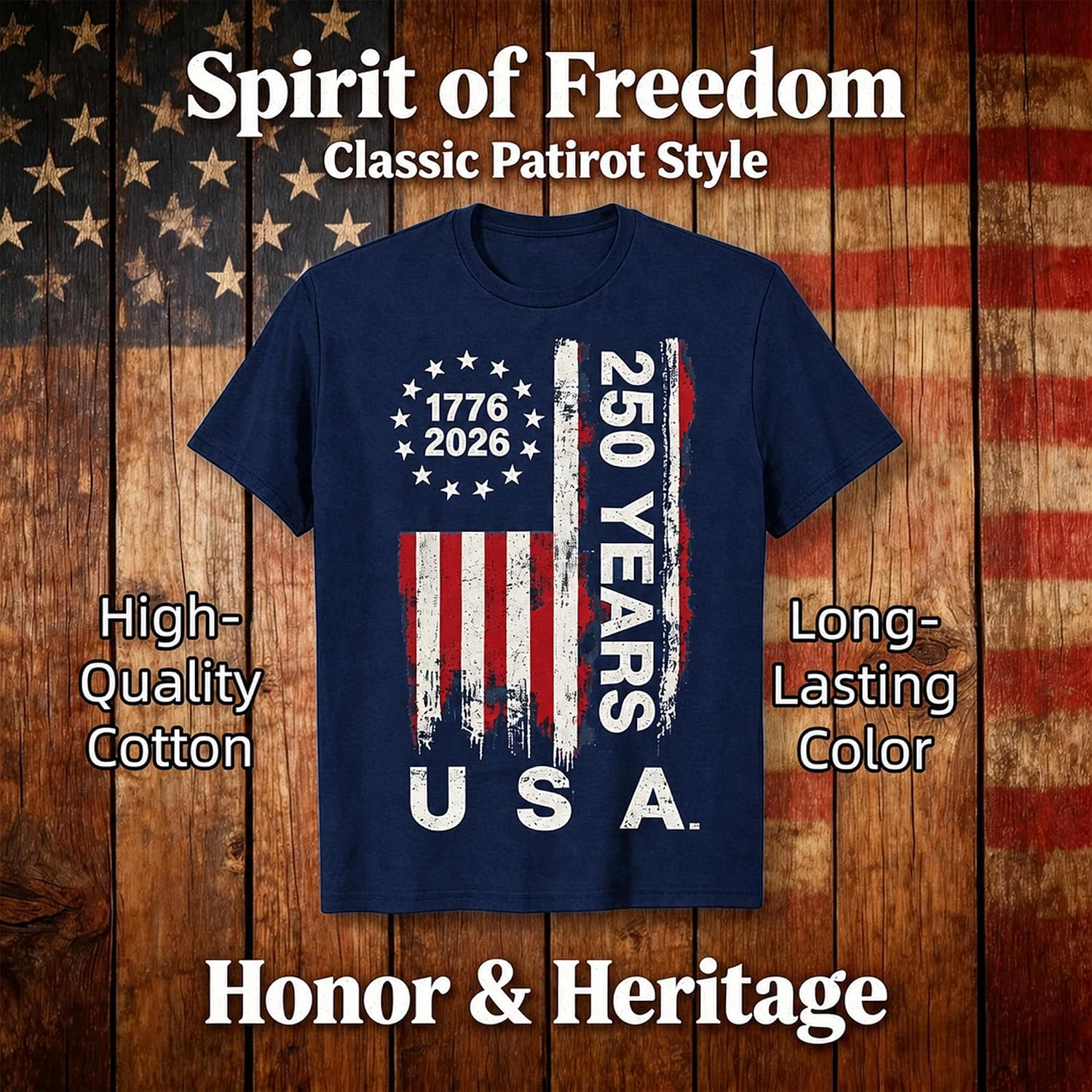 250 Anniversary Usa Shirts: 1776-2026 250Th Birthday Patriotic American Flag T-Shirt 4Th Of July Shirt