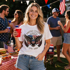 250th USA Anniversary T Shirt for Women, 4th of July Patriotic Eagle Flag Tee, 1776-2026 Short Sleeve Top S-2XL