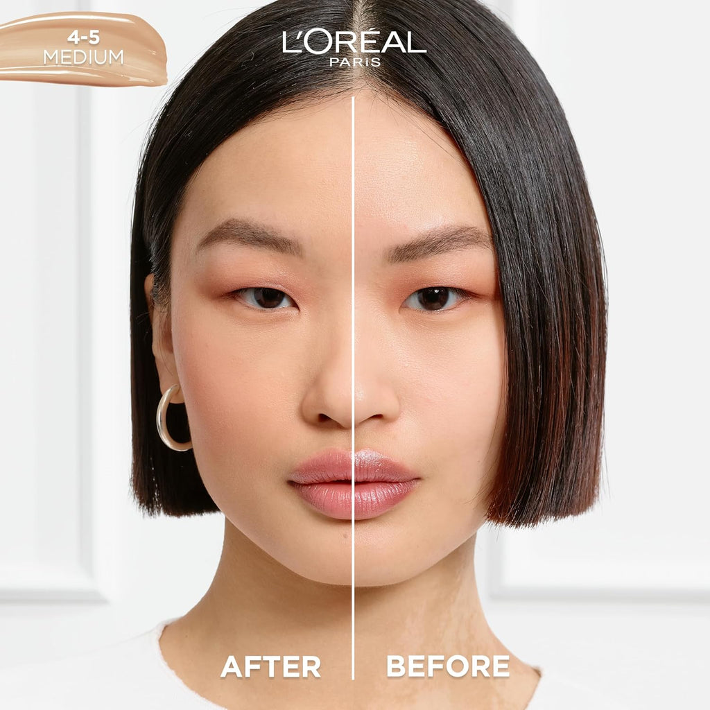 L'Oreal Paris True Match Nude Hyaluronic Tinted Serum Foundation with 1% Hyaluronic acid, Medium 4-5, 1 fl. oz.