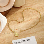 Chunky Gold Necklace for Women, Simple 14K Gold/Silver Plated Circle Pendant Choker Necklaces Trendy Dainty Heart Chain Toggle Clasp Necklace Jewelry Gift for Women