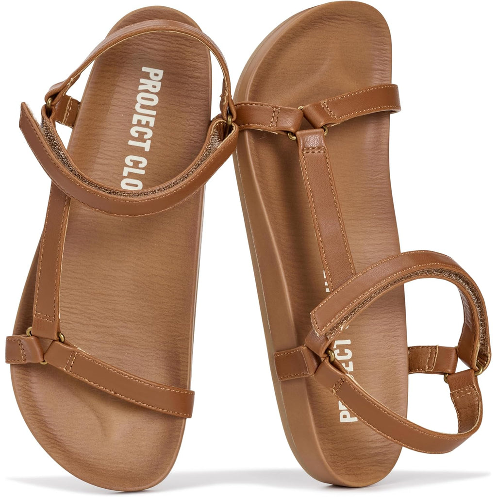 Project Cloud Sandals For Women 2026 - Strappy Adjustable Womens Sandals With Plush Insole - Lightweight & Non Slip Women Footwear - Everyday Wear Womens Slides (Brandy)