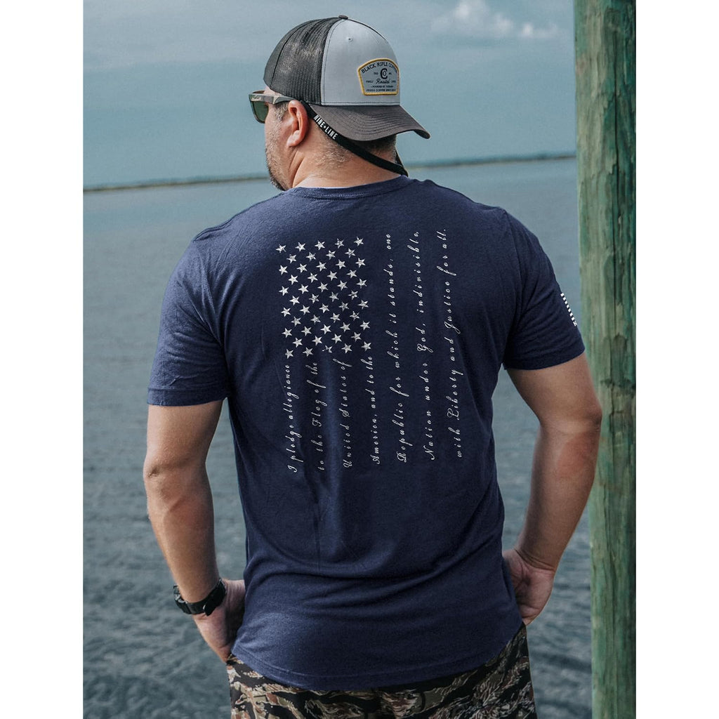 Nine Line Pledge Of Allegiance Shirt, Patriotic T-Shirts For Men, American Flag Military T Shirt, Freedom Usa Veteran Apparel