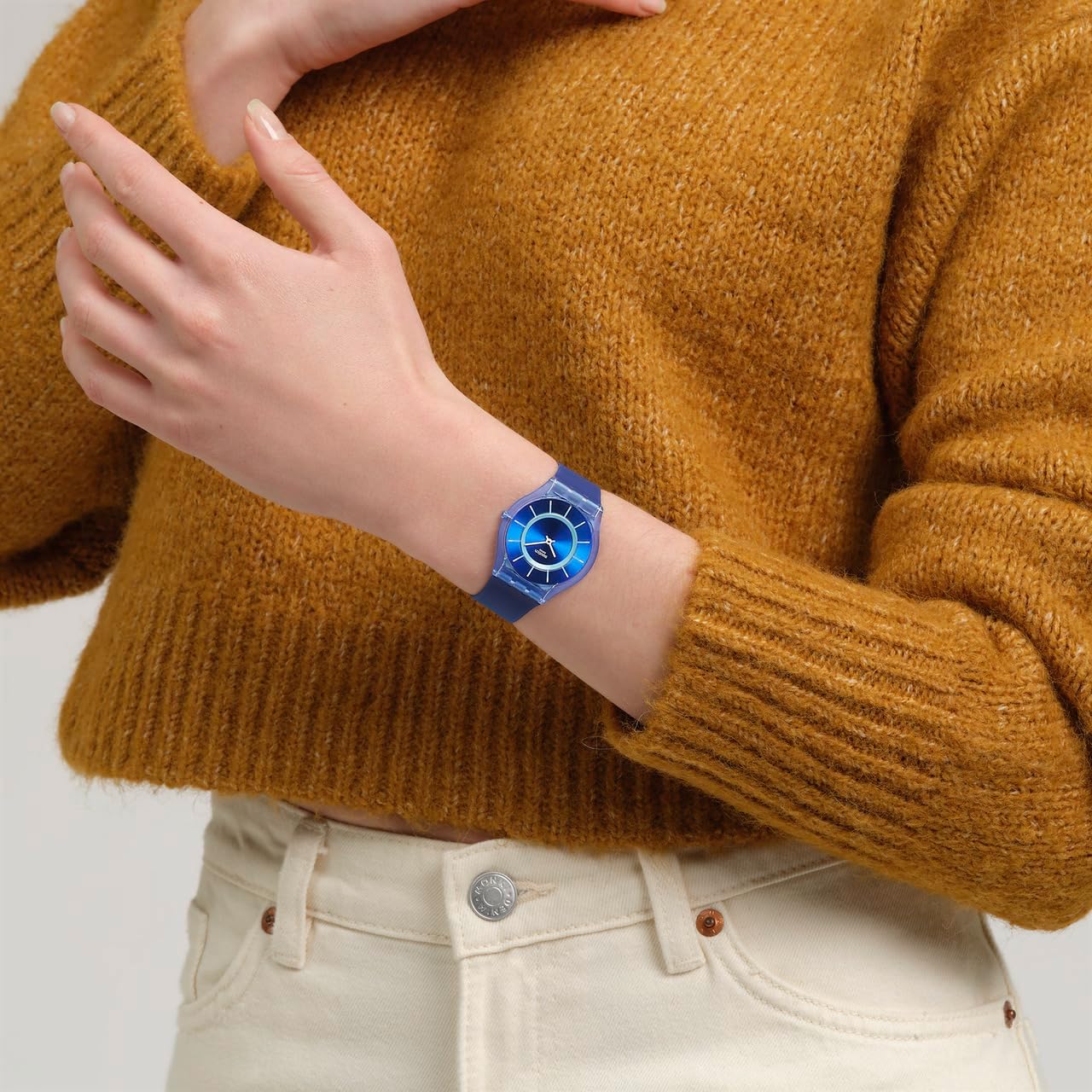 Swatch Skin Classic Biosourced Unisex Watch Casual Polymer Blue Quartz Waterproof Jammy Grape Dream