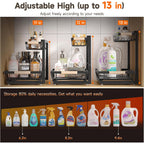 Sevenblue 2 Packs Under Sink Organizer, Height Adjustable 2 Tier Under Kitchen Sink Organizer, Multi-Purpose Storage Shelf for Kitchen Bathroom Cabinet