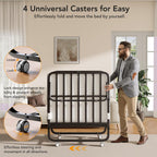 Folding Bed With Memory Foam Mattress, 75" X 31" Cot Size Portable Foldable Bed With Movable Wheels, Space-Saving Sturdy Metal Frame, Twin Rollaway Bed For Adults For Guest Room, Apartment, Camping