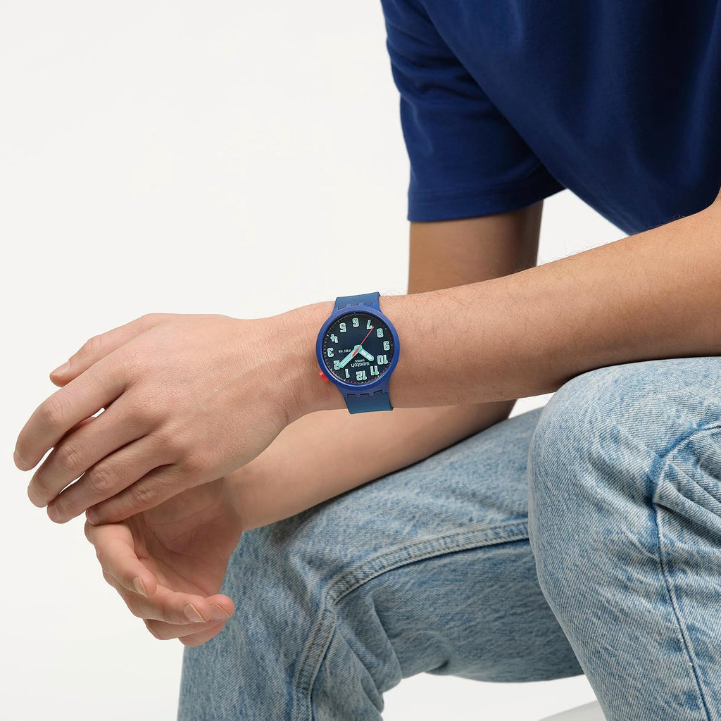 Swatch Big Bold Unisex Watch Casual Polymer Blue Automatic Waterproof Essentially Bold