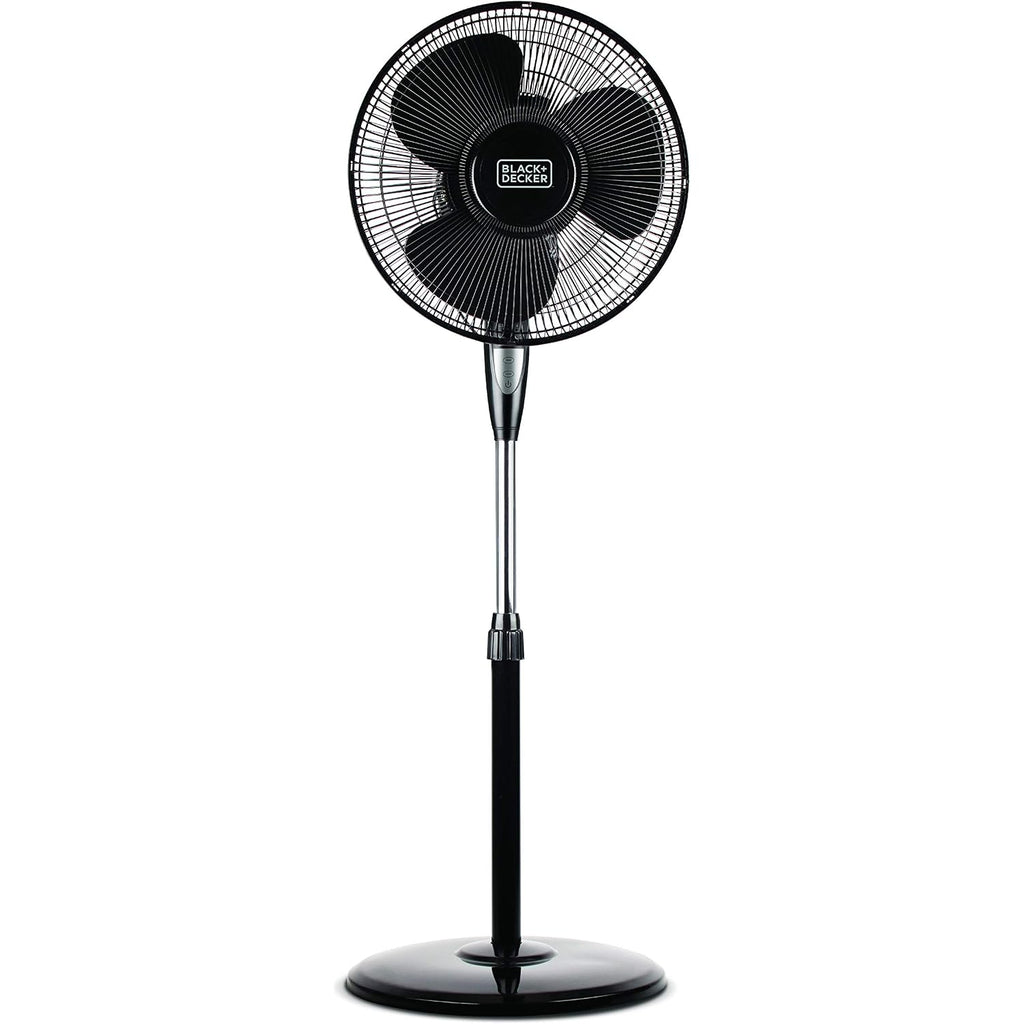 Black+Decker 16" Oscillating Pedestal Fan With Remote, Bfsr16B, Black | Oscillating Pedestal Fan With Remote, 90-Degree Oscillation, 3 Speed Settings, Adjustable Height, Timer, 30-Degree Tilt