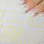 30 Sheets Gold Nail Sticker Star Moon Heart Nail Art Stickers Cute Knot Bow Design 3D Self-Adhesive Nail Decals for Women Girls DIY Nail Art Decoration Accessories