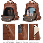 S-Zone Leather Backpack Purses For Women Antitheft Rucksack Shoulder Bag Medium