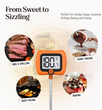 Digital Candy Thermometer With Pot Clip, 10" Long Stainless Steel Probe, Instant Read Kitchen Thermometer For Cooking, Baking, And Candy Making