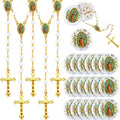 Jadive 100 Pcs Scented Rosary Beads Necklace with Gift Box Lady Guadalupe Wooden Rosary Beads Bulk with Crucifix for Women Men First Communion Baptism Favors Catholic Gifts
