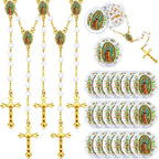 Jadive 100 Pcs Scented Rosary Beads Necklace with Gift Box Lady Guadalupe Wooden Rosary Beads Bulk with Crucifix for Women Men First Communion Baptism Favors Catholic Gifts