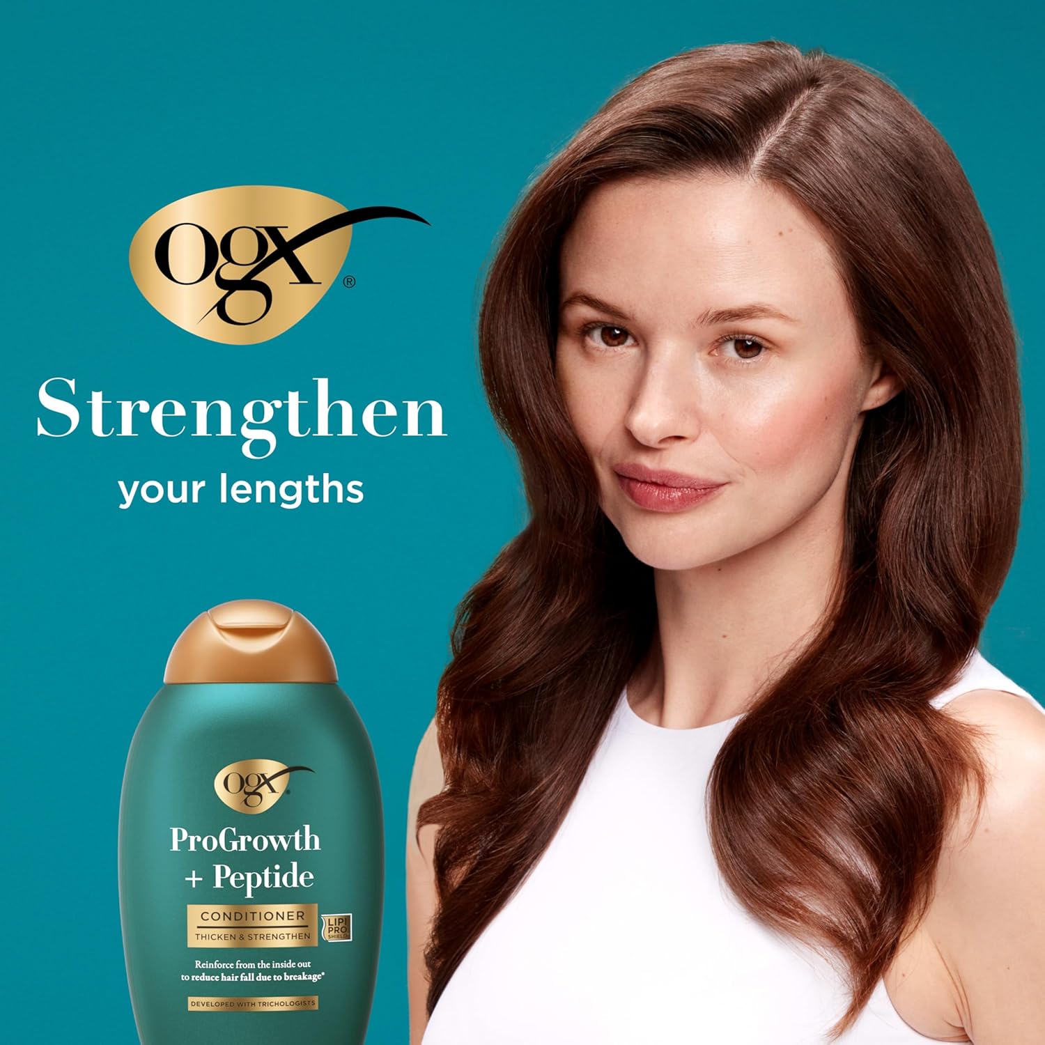 OGX ProGrowth + Peptide Conditioner, Thickening Conditioner Moisturizes, Reinforces and Strengthens Hair to Reduce Hair Fall Due to Breakage*, 13 fl. oz