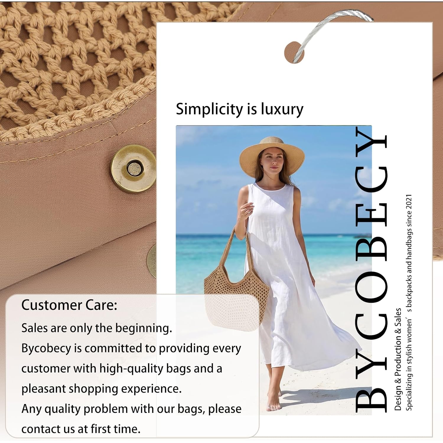 Bycobecy Crochet Tote Bag For Women Soft Summer Purse Beach Tote Bag Cute Handbag For Vacation, Work & Pool