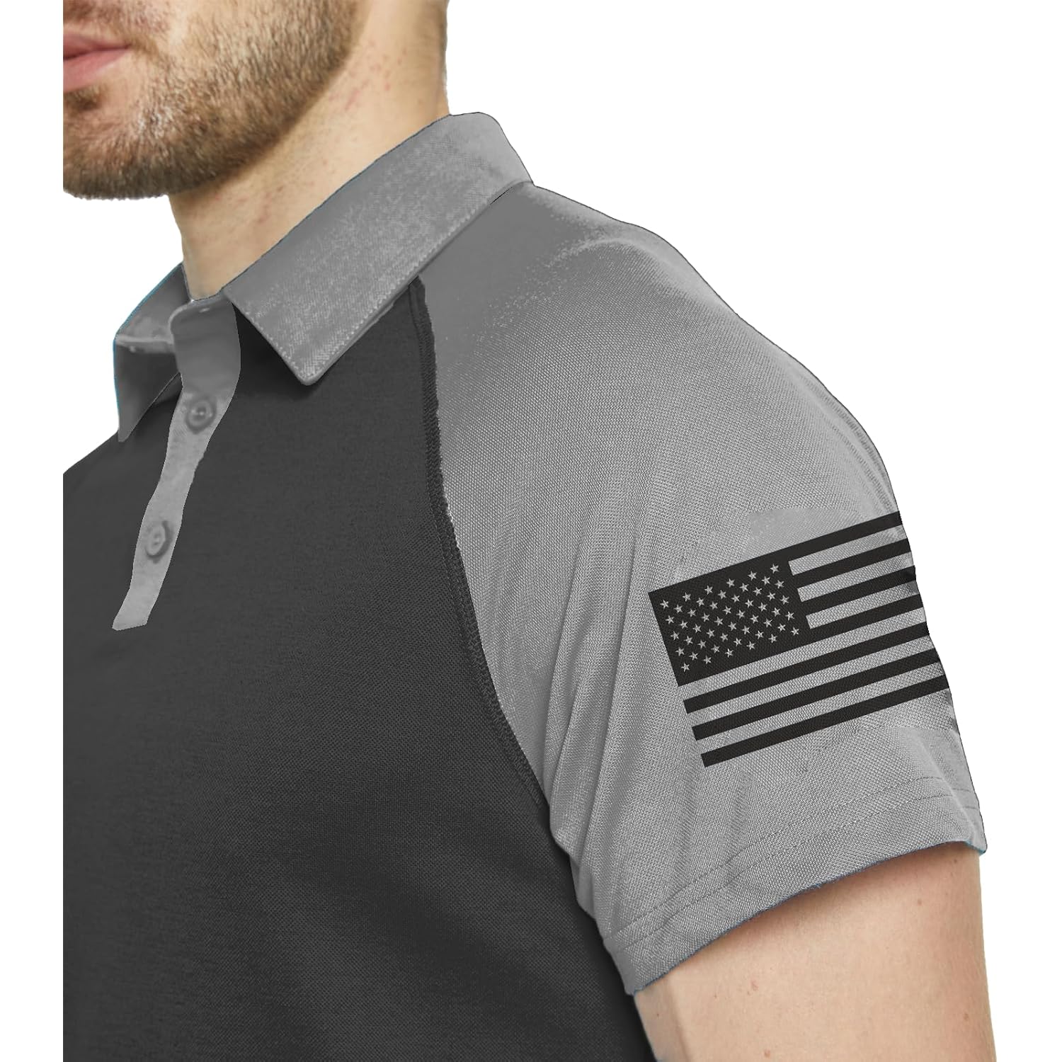 Men'S Polo Shirt Short Sleeve Quick Dry American Flag Print Graphic Split Color Golf Shirt For Sport