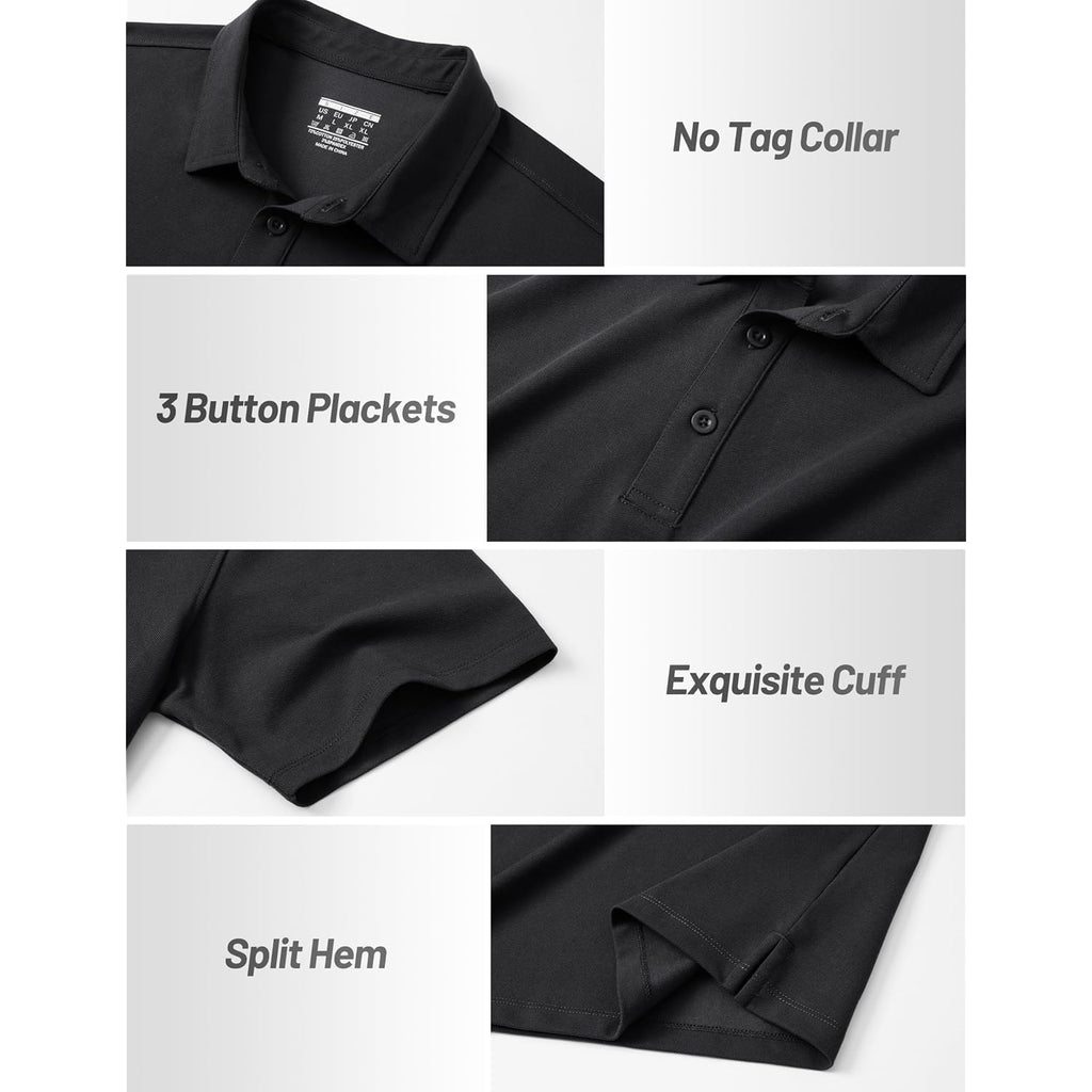 Cotrasen Men'S Polo Shirts Short Sleeve Soft Cotton Pique T-Shirts 3 Buttons Classic Fit Casual Performance Golf Shirts