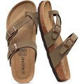 Kidmi Women'S Cork Footbed Sandals With Toe Loop, Comfortable Summer Slip-On Slides With Adjustable Buckle