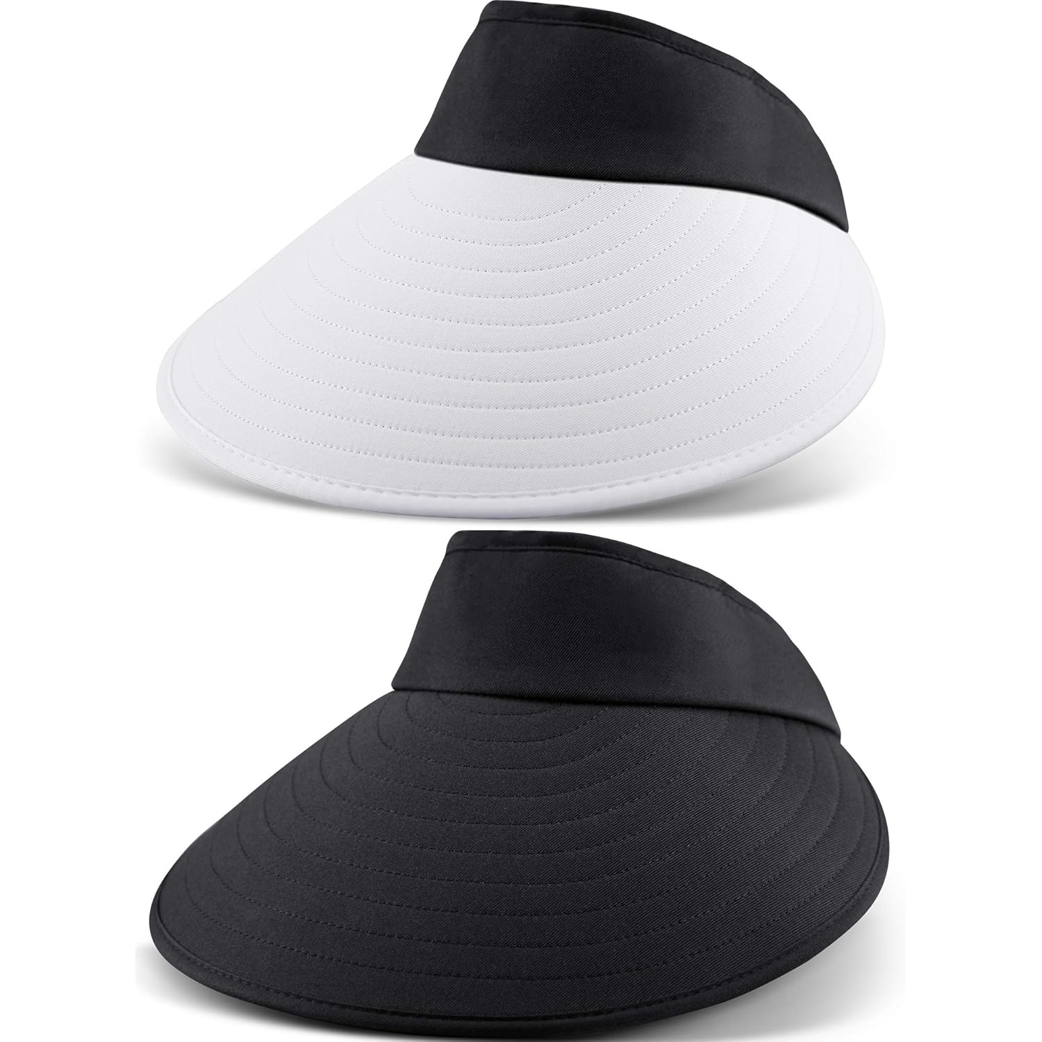Syhood 2 Pieces Sun Visor Hats for Women Large Wide Brim Visor Hats Adjustable Summer UV Protection Packable Golf Beach Caps