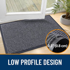 Olanly Front Door Mat Indoor Outdoor Entrance, 2-Pack 29.5 X 17 Inch, Waterproof Heavy Duty Doormat, Fade Resistant, Low Profile, Easy Clean Patio Porch Welcome Floor Mats For Entry, Grey