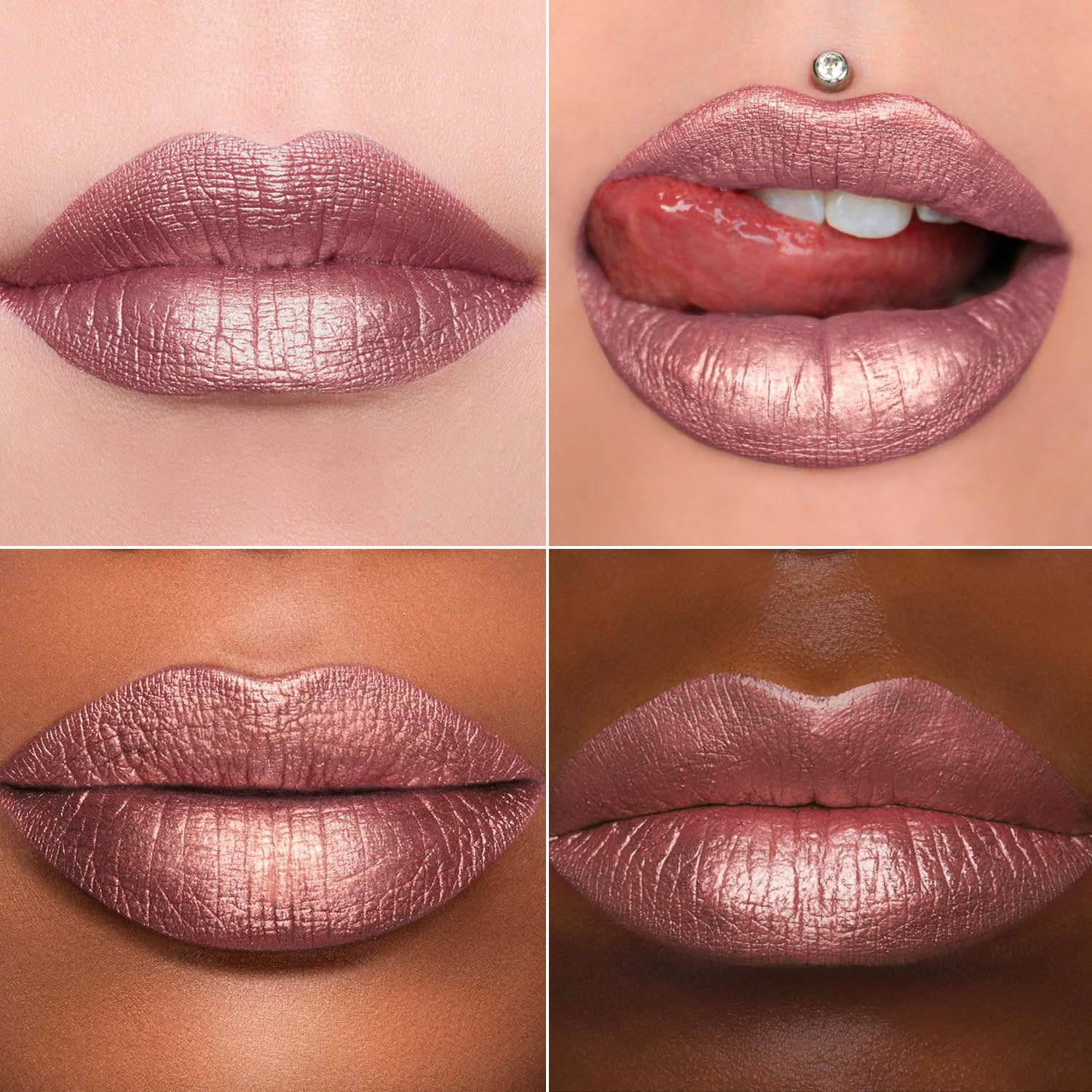 MAKI YIKA Metallic Pink Lipstick for Women Nude Lipsticks for Mother Long Lasting Shine Glitter Lipstick No Smudge No Transfer Liquid Lip Gloss (BR010 Sweet Sugar)