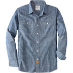 Dubinik® Chambray Shirt Men Cotton Casual Lightweight | 100% Cotton, Soft, Comfortable, Work, Breathable, 2 Pockets, Regular Fit, Vintage, Spring, Summer, Fall, Winter