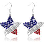 4th of July Independence Day Patriotic Earring for Women American Flag Dangle Earrings Patriotic Red White Blue USA Earring, Pave Crystal Stud