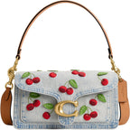 COACH Cherry Embroidered Denim Tabby Shoulder Bag 26