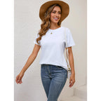 BJY Cotton Basic T Shirts for Women,Crew Neck Short Sleeve Summer Shirts(2XS-3XL)