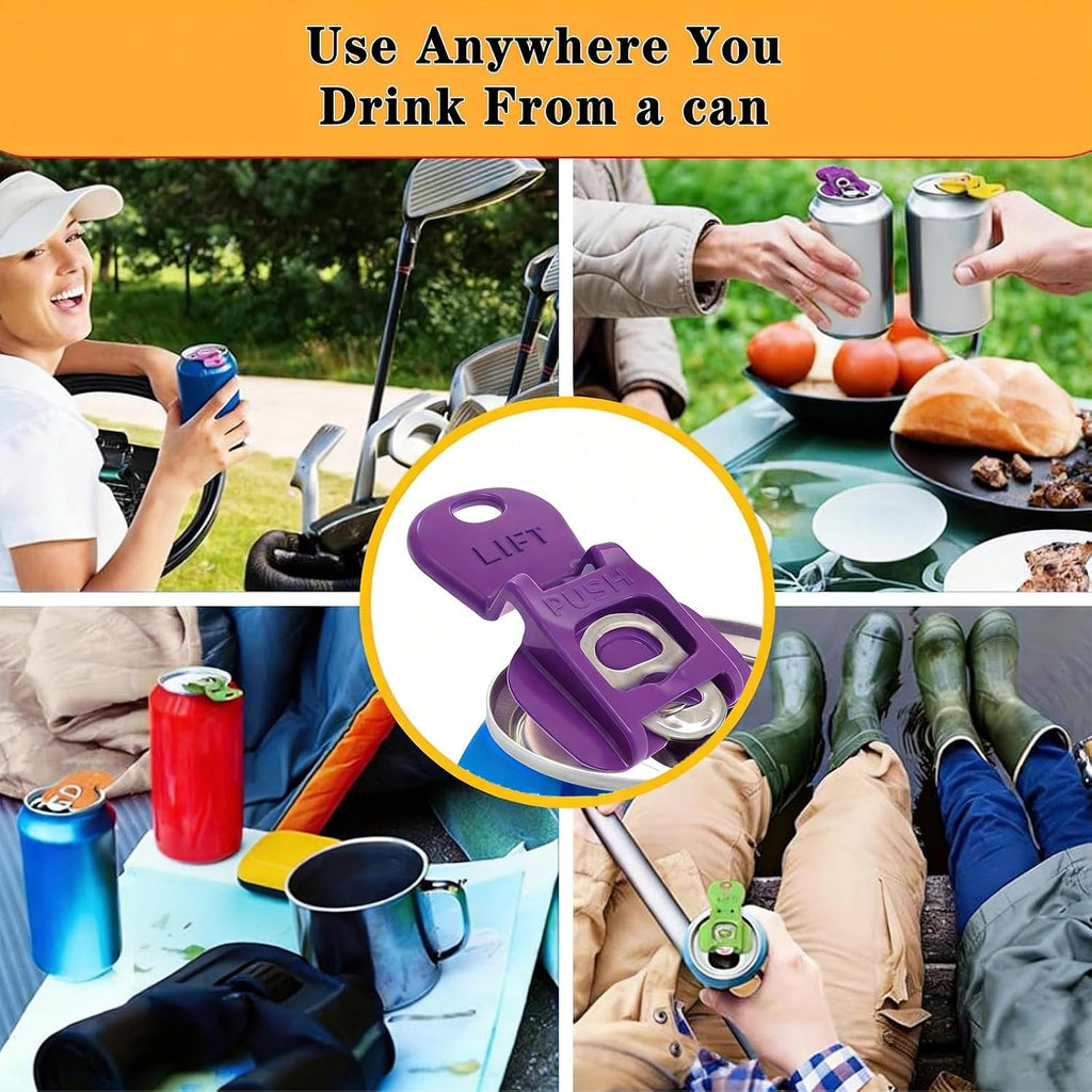 6Pcs Colorful Can Tab Openers & Leak-Proof Drink Covers – One-Hand Soda Can Opener And Reusable Protector Caps For Coke, Beer, Soda, And Aluminum Cans For Parties, Bbq, Camping & Travel(New Model)