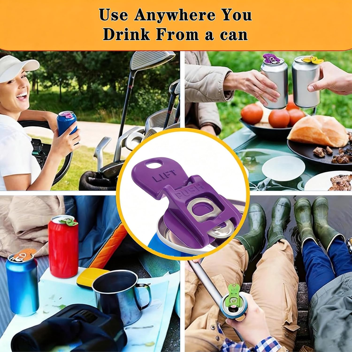 6Pcs Colorful Can Tab Openers & Leak-Proof Drink Covers – One-Hand Soda Can Opener And Reusable Protector Caps For Coke, Beer, Soda, And Aluminum Cans For Parties, Bbq, Camping & Travel(New Model)